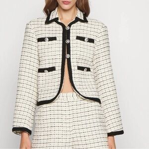 Maje Black and White Tweed Blazer